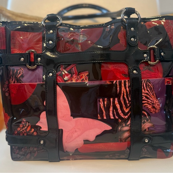 Salvatore Ferragamo FLORAL Nylon/ Leather Trimmed Tote Bag - Picture 2 of 7